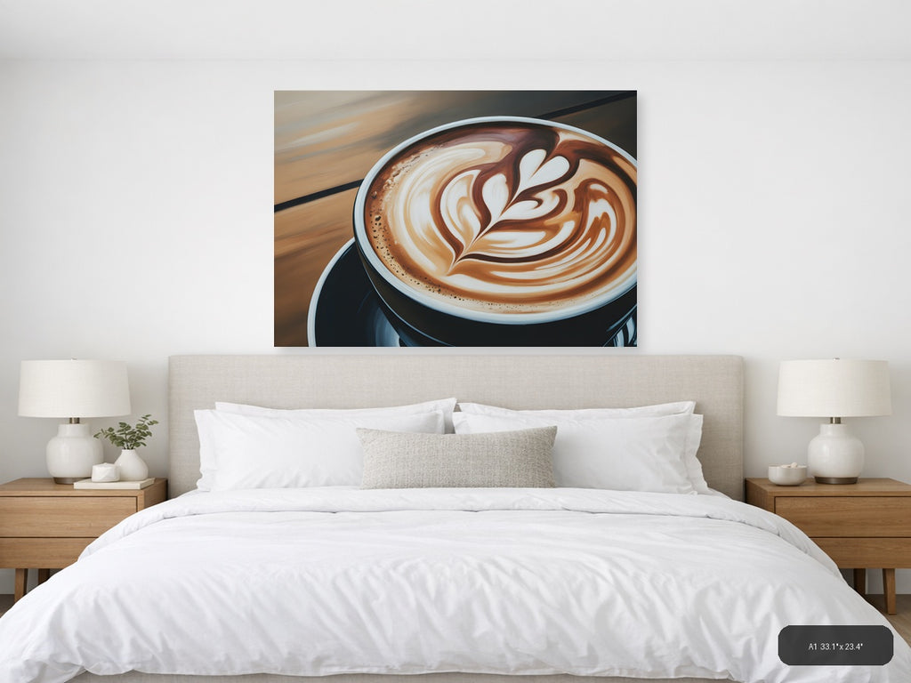 Abstract Latte Art Coffee Cup Landscape Wall Art — A1 / Bedroom