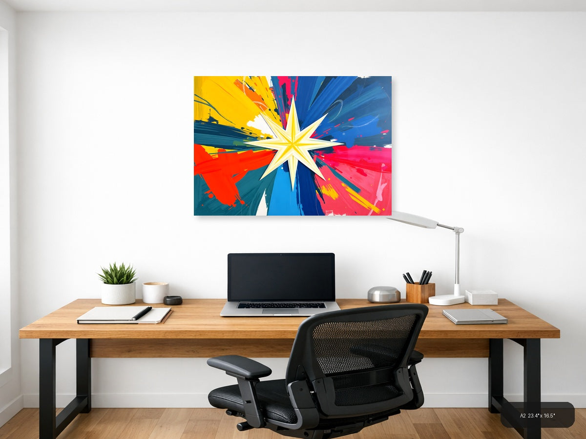 Vibrant Star Burst Abstract Explosion Wall Art — A2 / Office