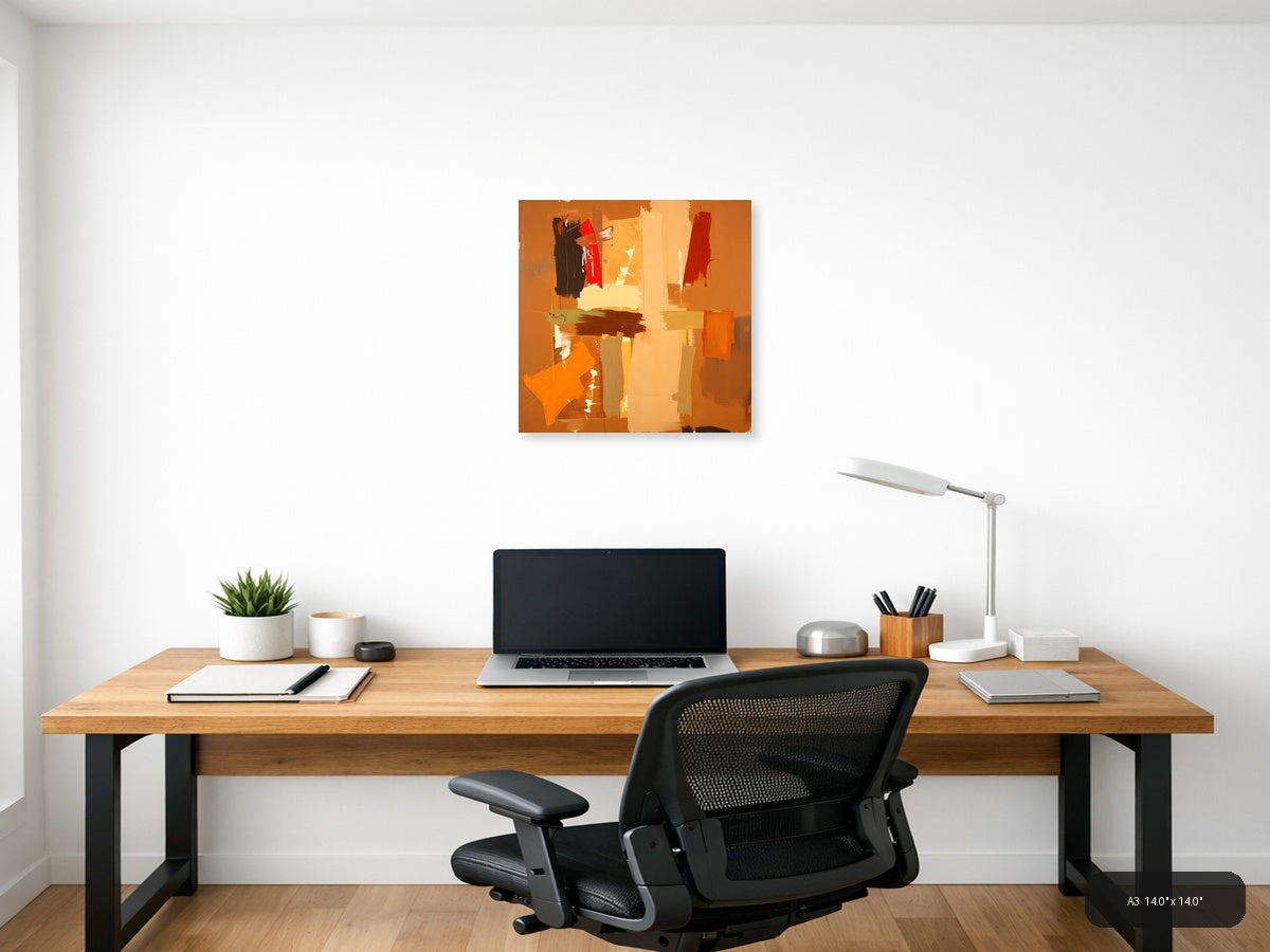 Abstract Orange & Red Geometric Modern Wall Art — A3 / Office