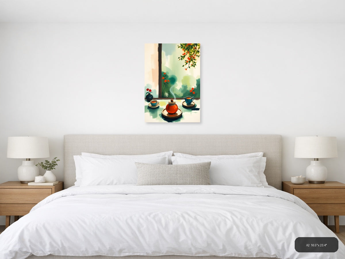 Serene Tea Time - Abstract Landscape Wall Art — A2 / Bedroom