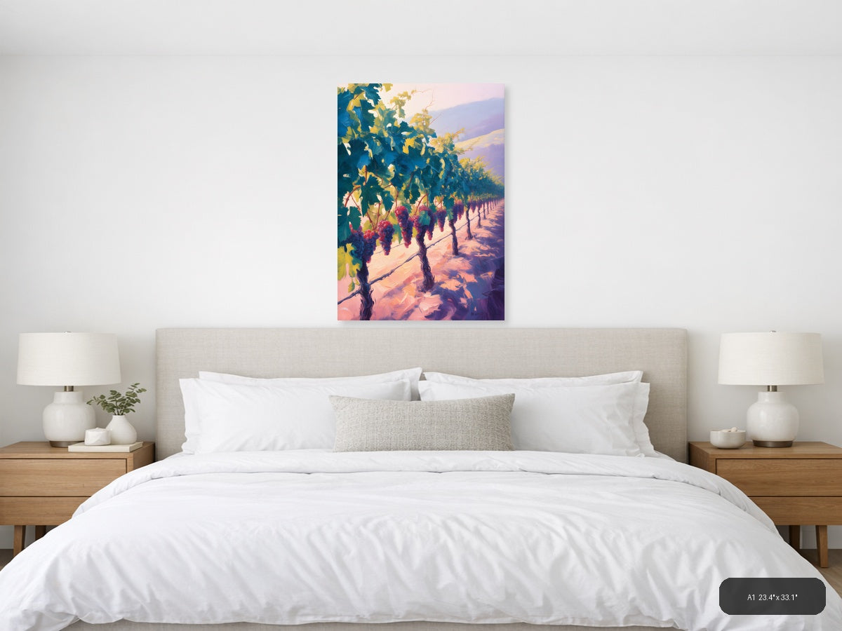 Vineyard Sunset Abstract Landscape Wall Art — A1 / Bedroom