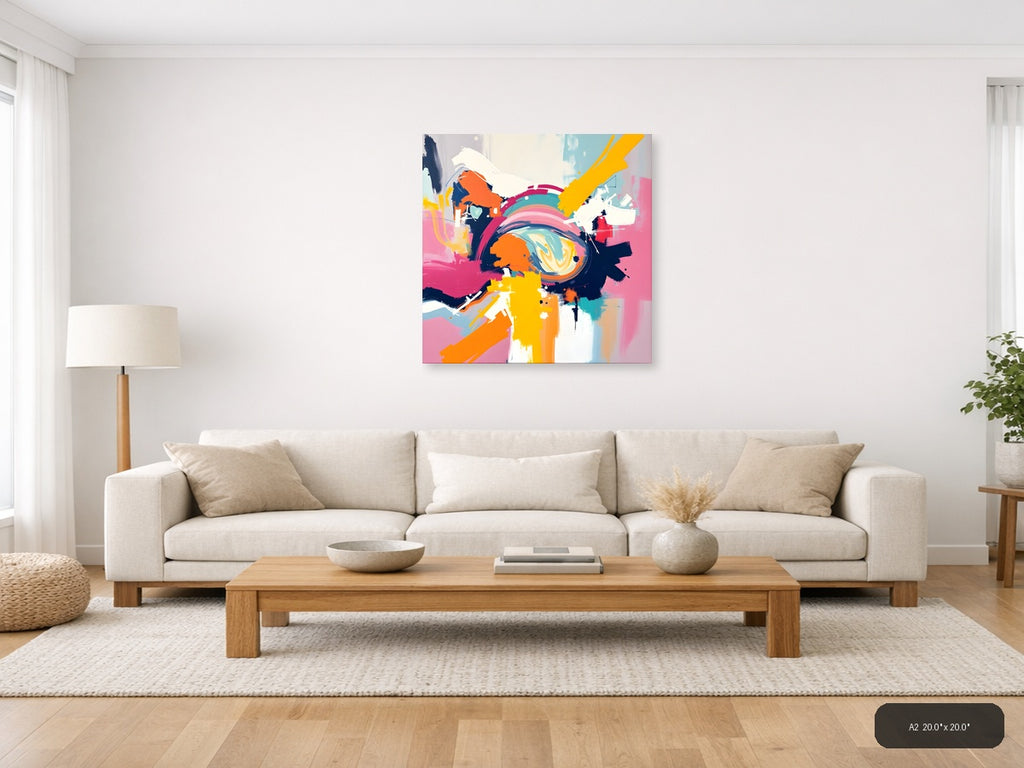 Vibrant Abstract Circle Burst Colorful Wall Art — A2 / Living Room