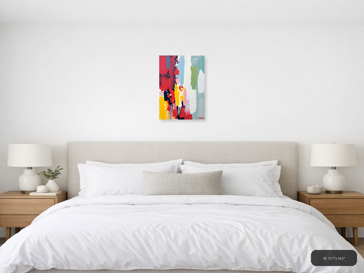 Vibrant Abstract Paint Splash Modern Wall Art — A3 / Bedroom
