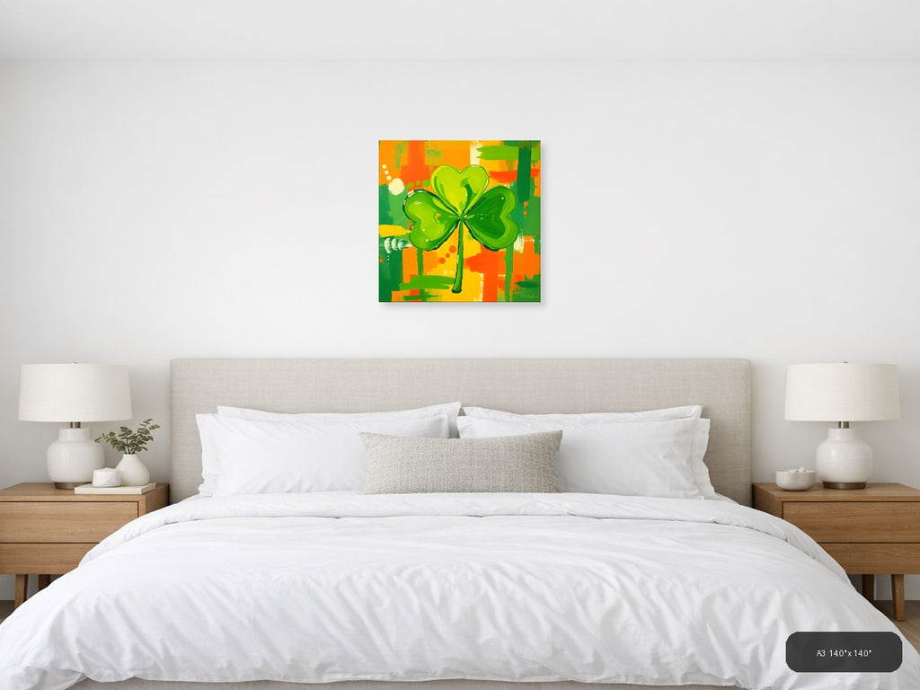 Abstract Green Shamrock St Patrick's Day Wall Art — A3 / Bedroom