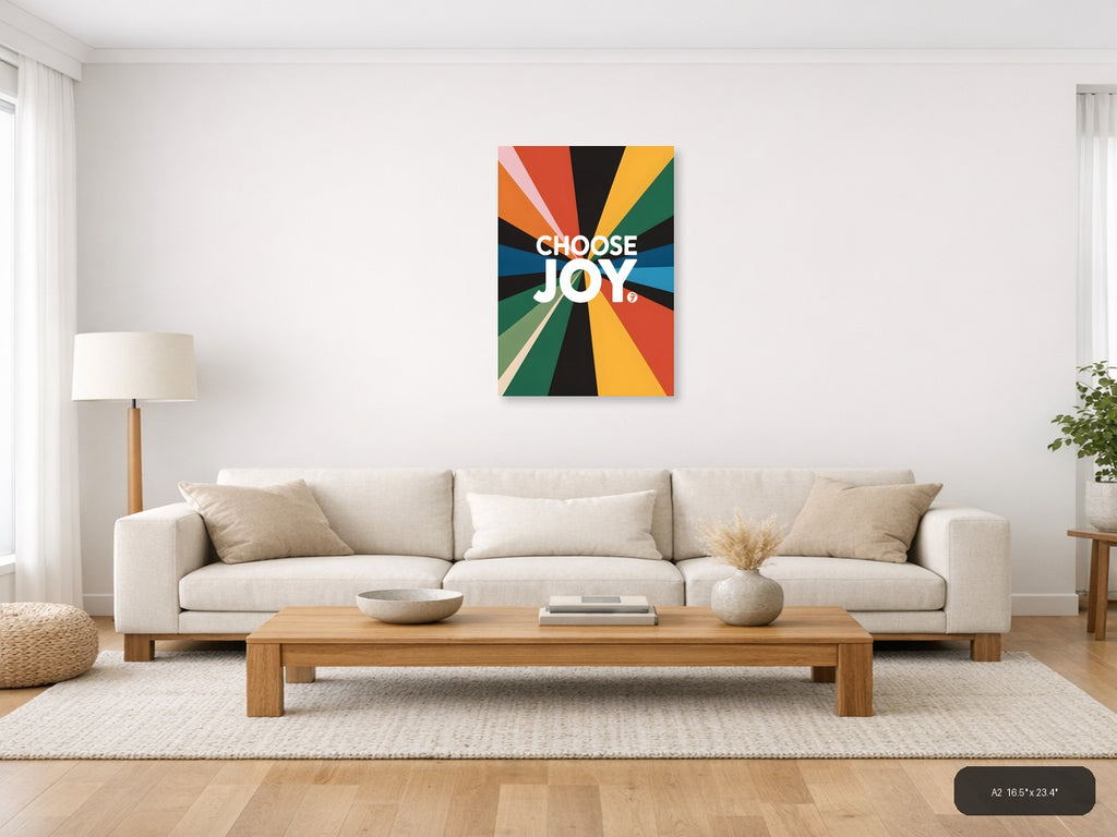 Choose Joy Colorful Radial Sunburst Photography Wall Art — A2 / Living Room