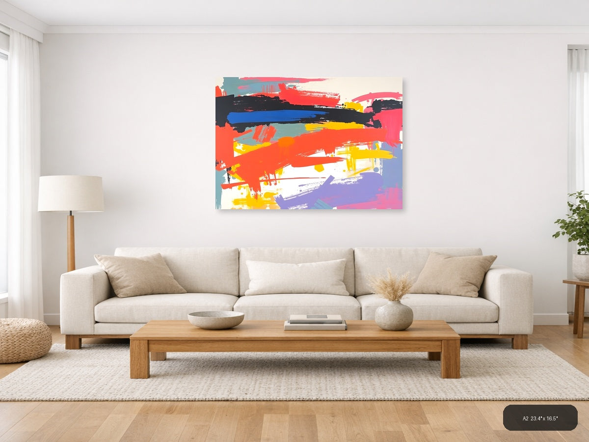 Colorful Abstract Brushstrokes Landscape Wall Art — A2 / Living Room