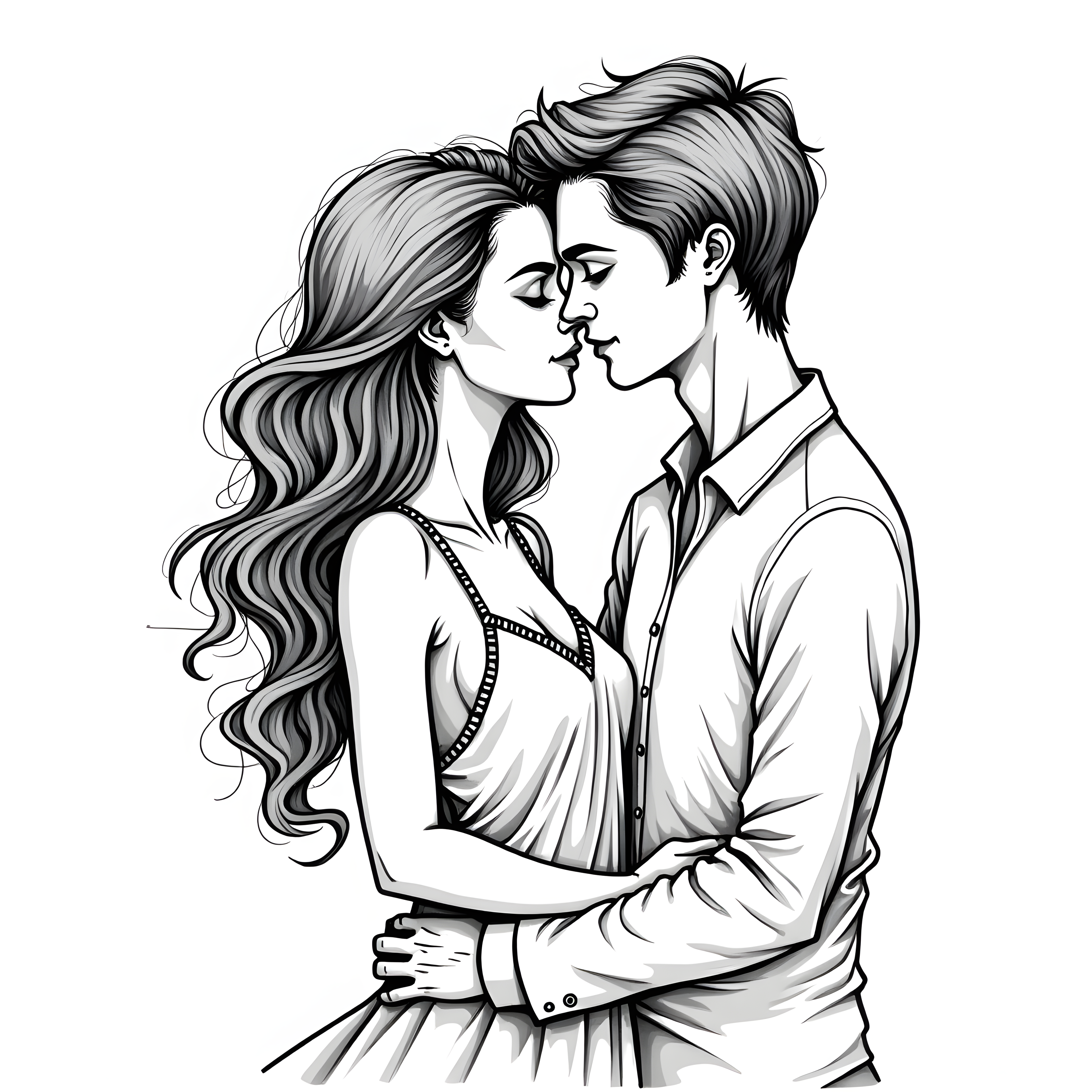Romantic Couple Line Art Portrait Wall Art