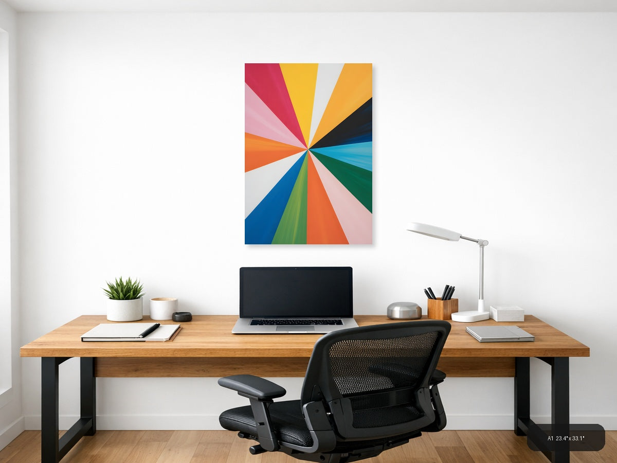 Colorful Radiant Sunburst Abstract Portrait Wall Art — A1 / Office