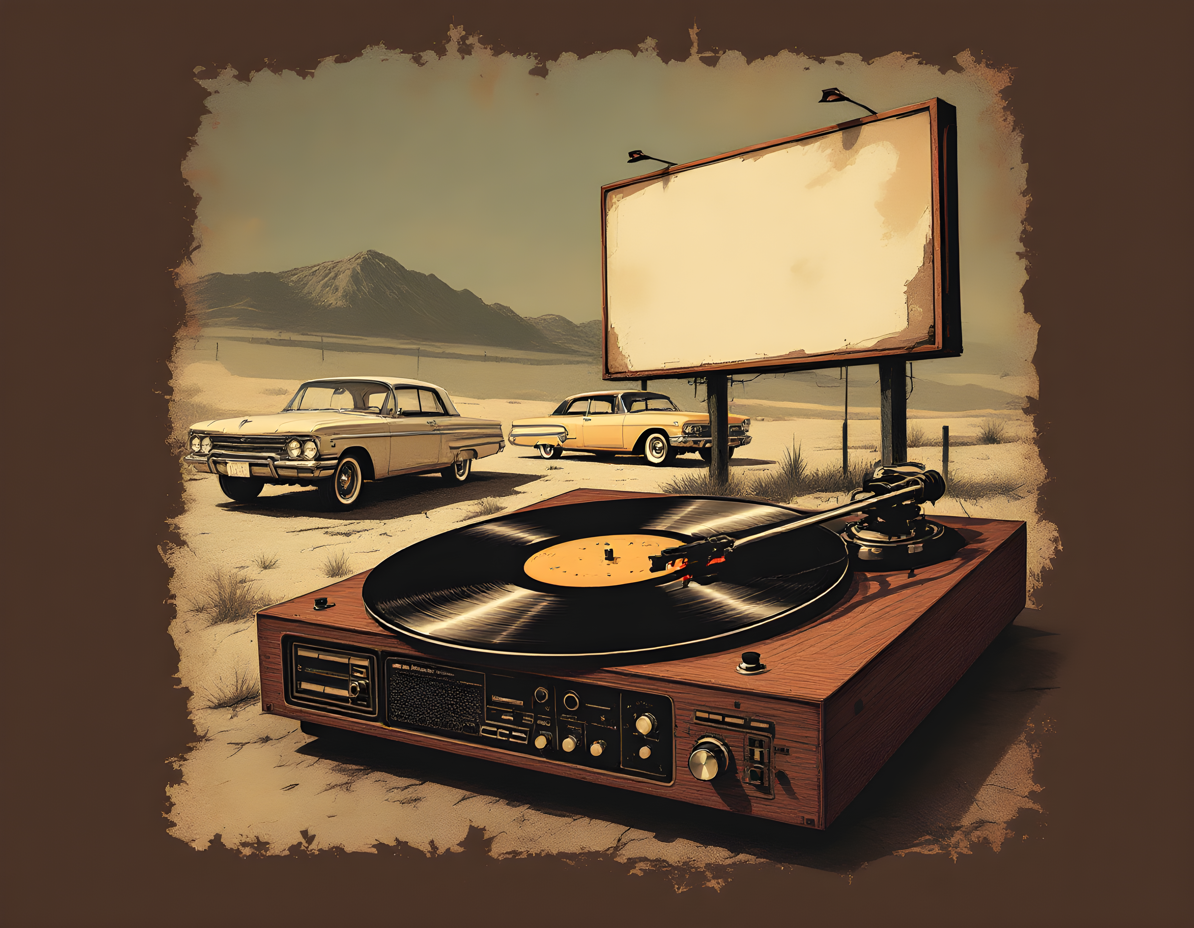 Vintage Drive-In Diner with Record Player Wall Art
