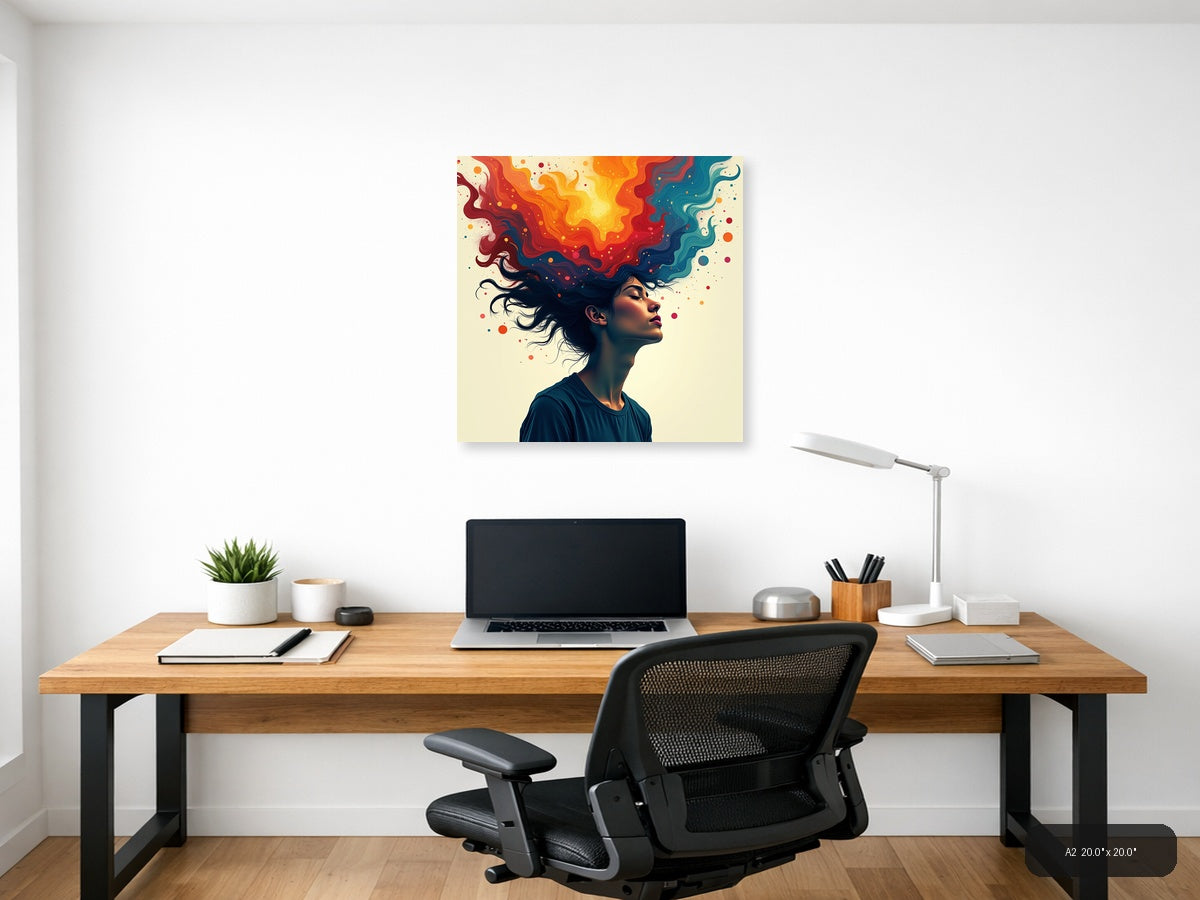 Colorful Mind Abstract Portrait Wall Art — A2 / Office