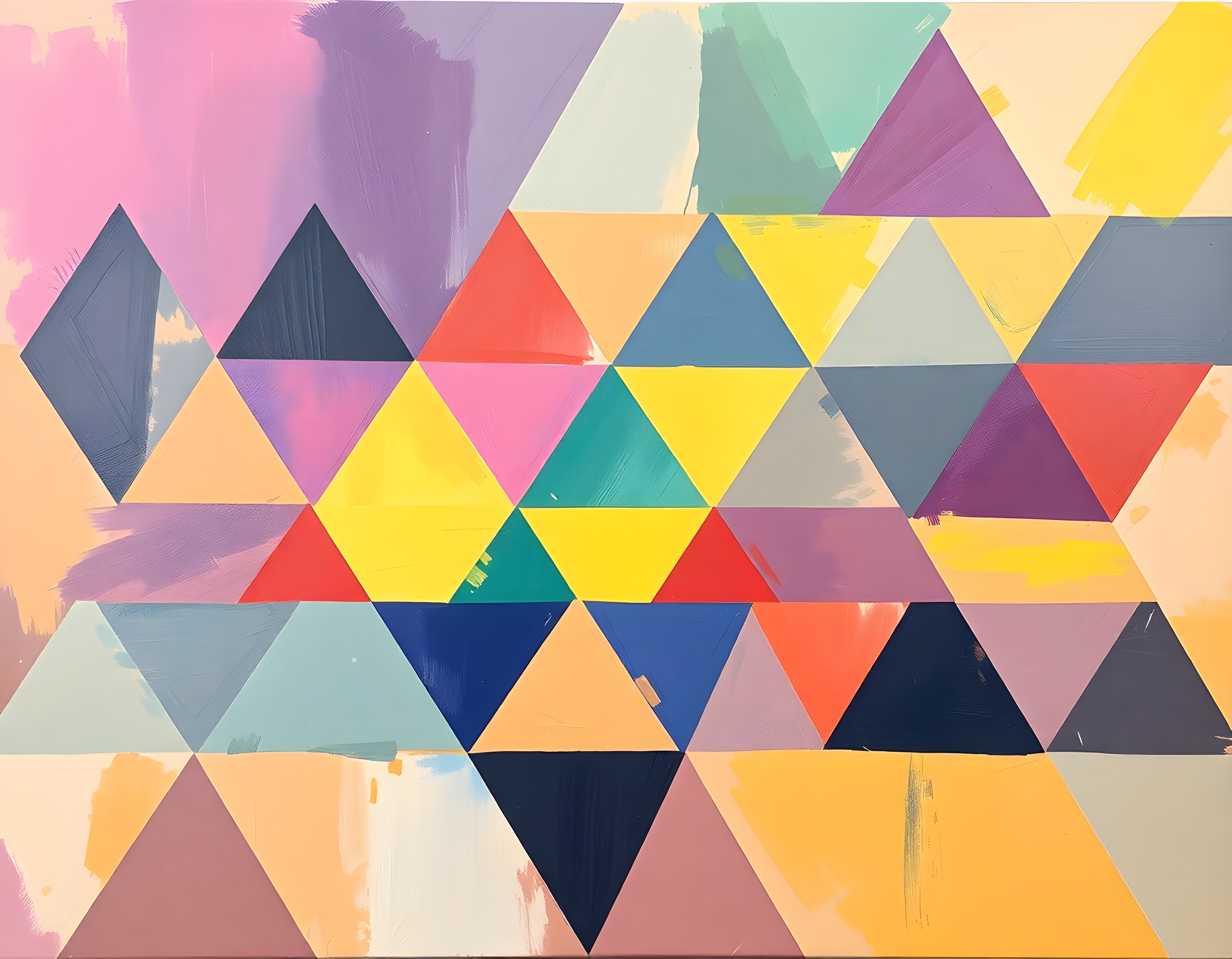 Colorful Abstract Triangle Geometric Pattern Wall Art