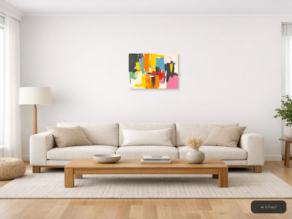 Vibrant Abstract Brushstrokes Modern Colorful Wall Art — A4 / Living Room