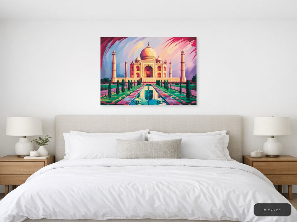 Taj Mahal Abstract Landscape with Reflecting Pool Wall Art — A2 / Bedroom