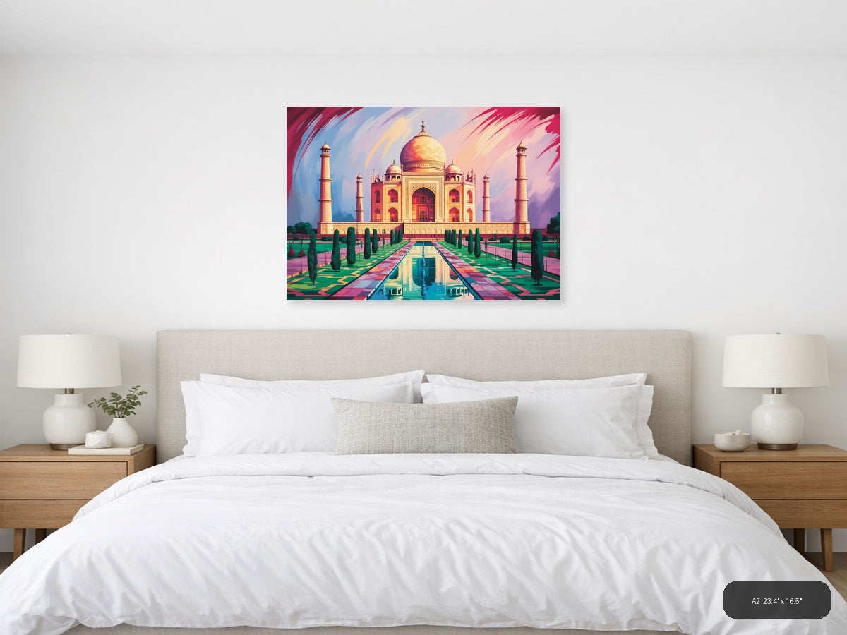 Taj Mahal Abstract Landscape with Reflecting Pool Wall Art — A2 / Bedroom