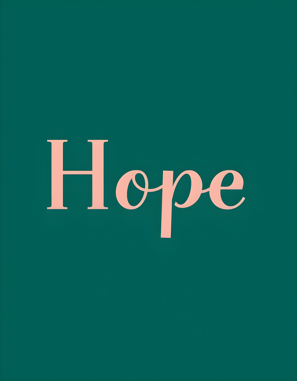 Hope Minimalist Typography Teal Wall Art Print