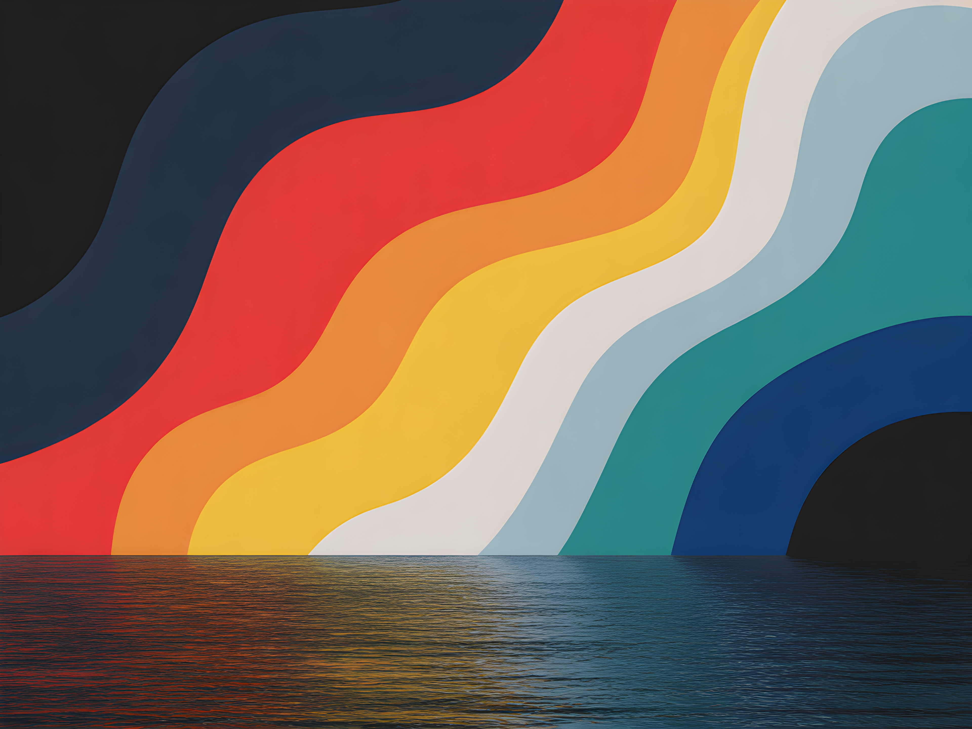 Colorful Wave Rainbow Stripes Photography Wall Art