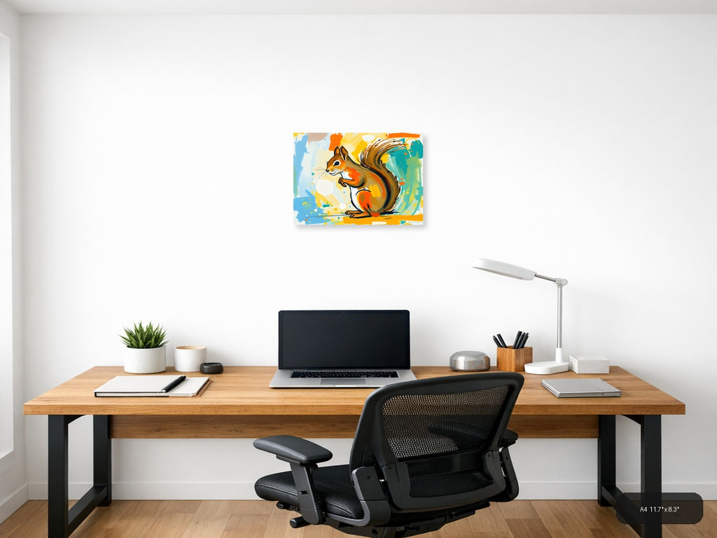 Colorful Abstract Squirrel Modern Animal Wall Art — A4 / Office