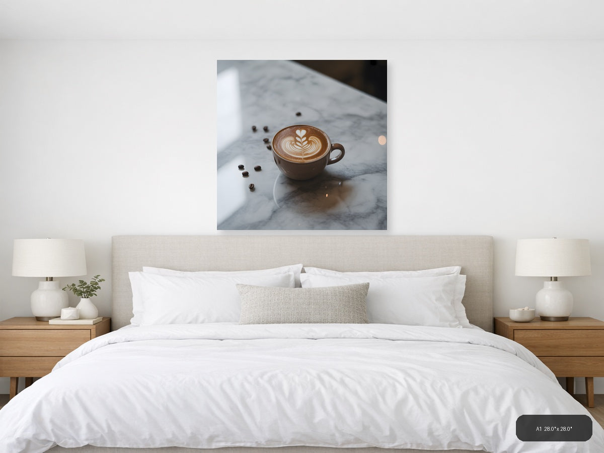 Minimalist Latte Art Coffee Cup Wall Art — A1 / Bedroom