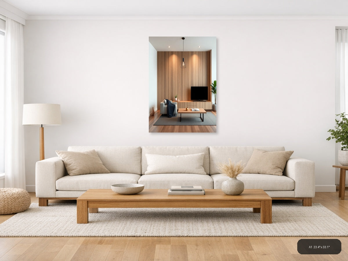 Minimalist Wood Paneling Interior Design Wall Art — A1 / Living Room