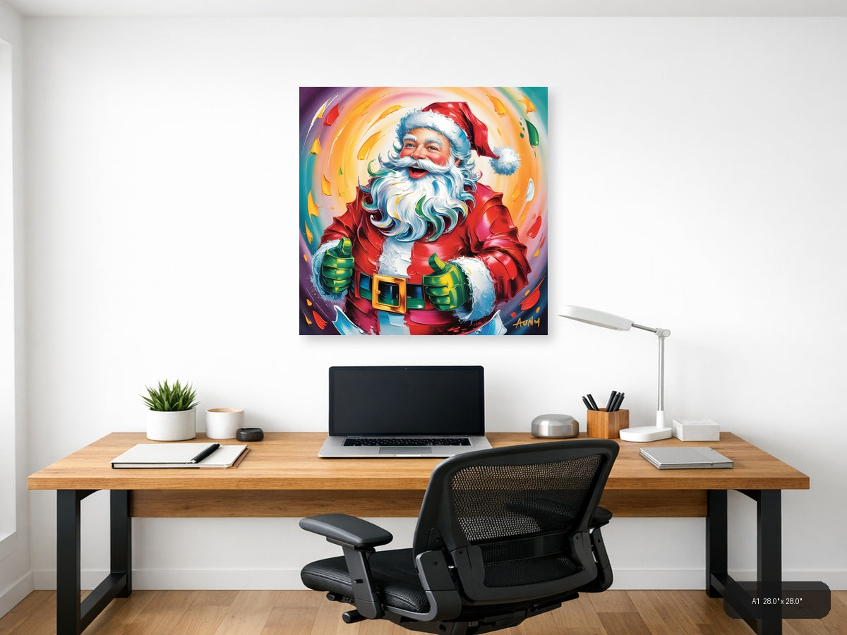 Colorful Abstract Santa Portrait Wall Art — A1 / Office