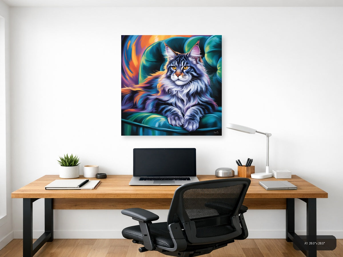 Colorful Abstract Lynx Portrait - Vibrant Wall Art — A1 / Office