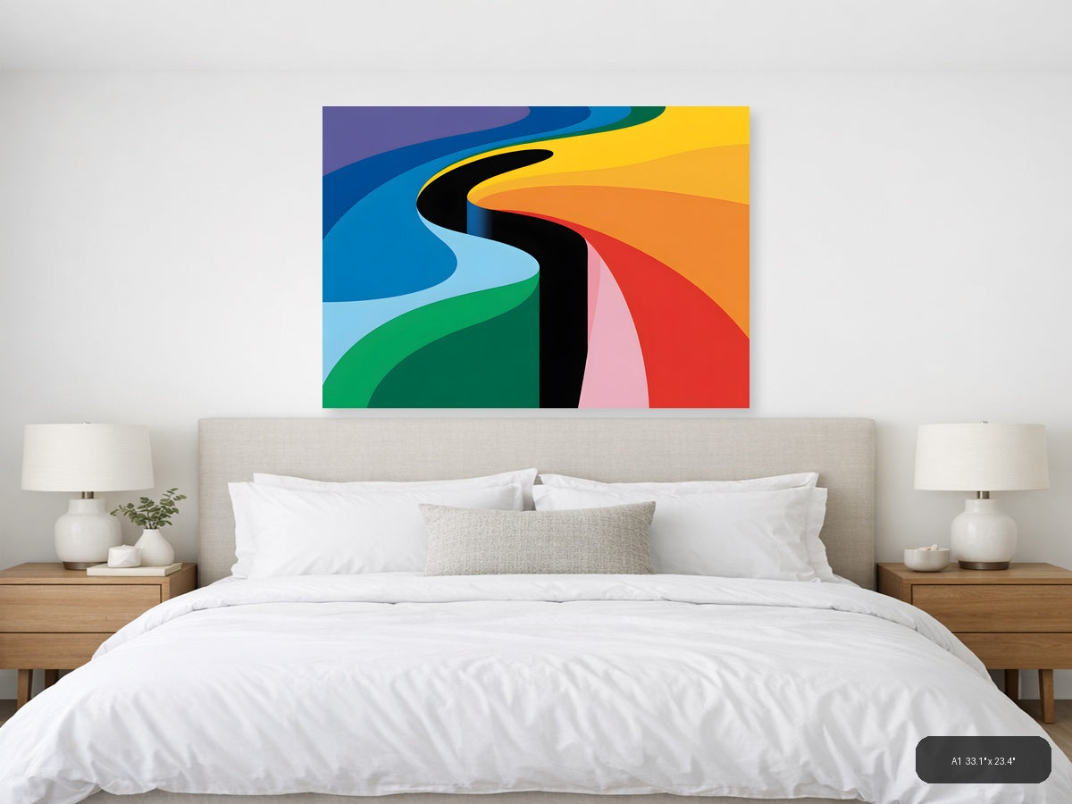 Colorful Abstract Waves Modern Photography Wall Art — A1 / Bedroom