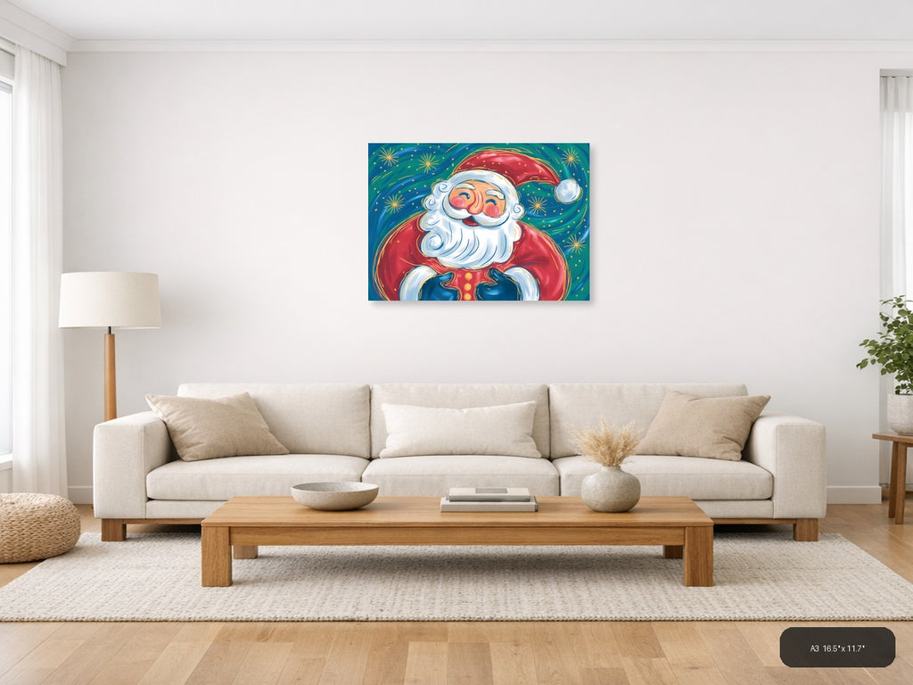 Jolly Santa Claus Abstract Colorful Wall Art — A3 / Living Room