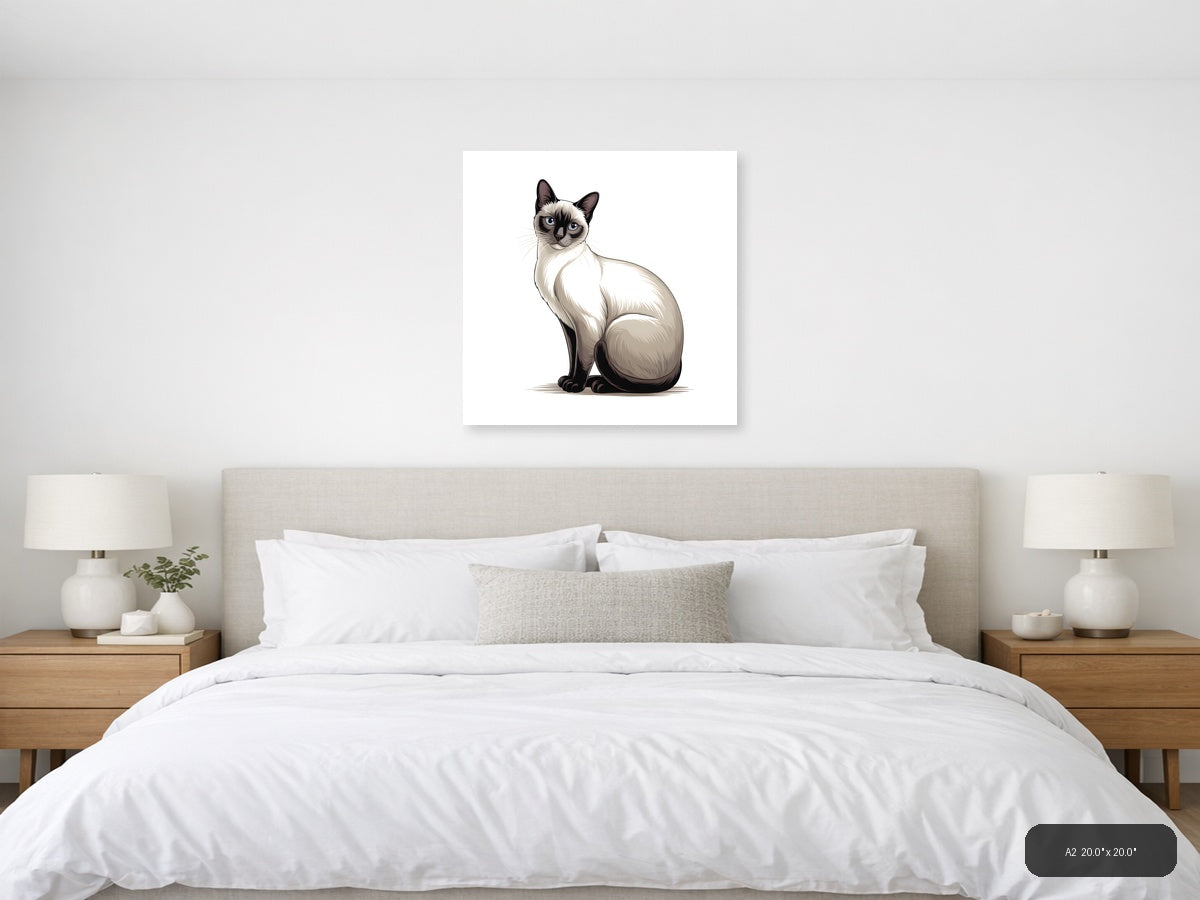 Siamese Cat Portrait Minimalist Wall Art — A2 / Bedroom