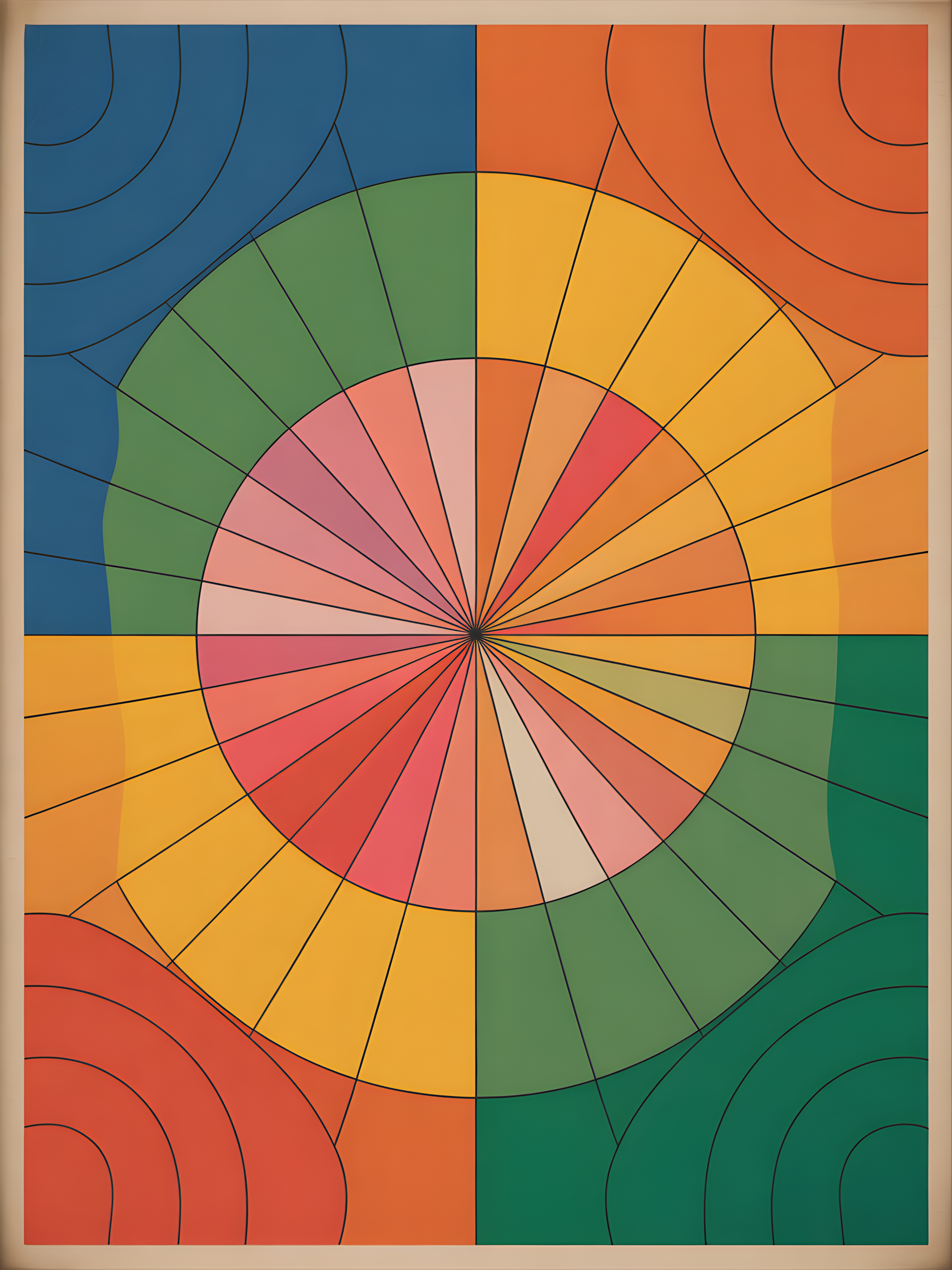 Vintage Radial Color Wheel Pie Chart Design Wall Art