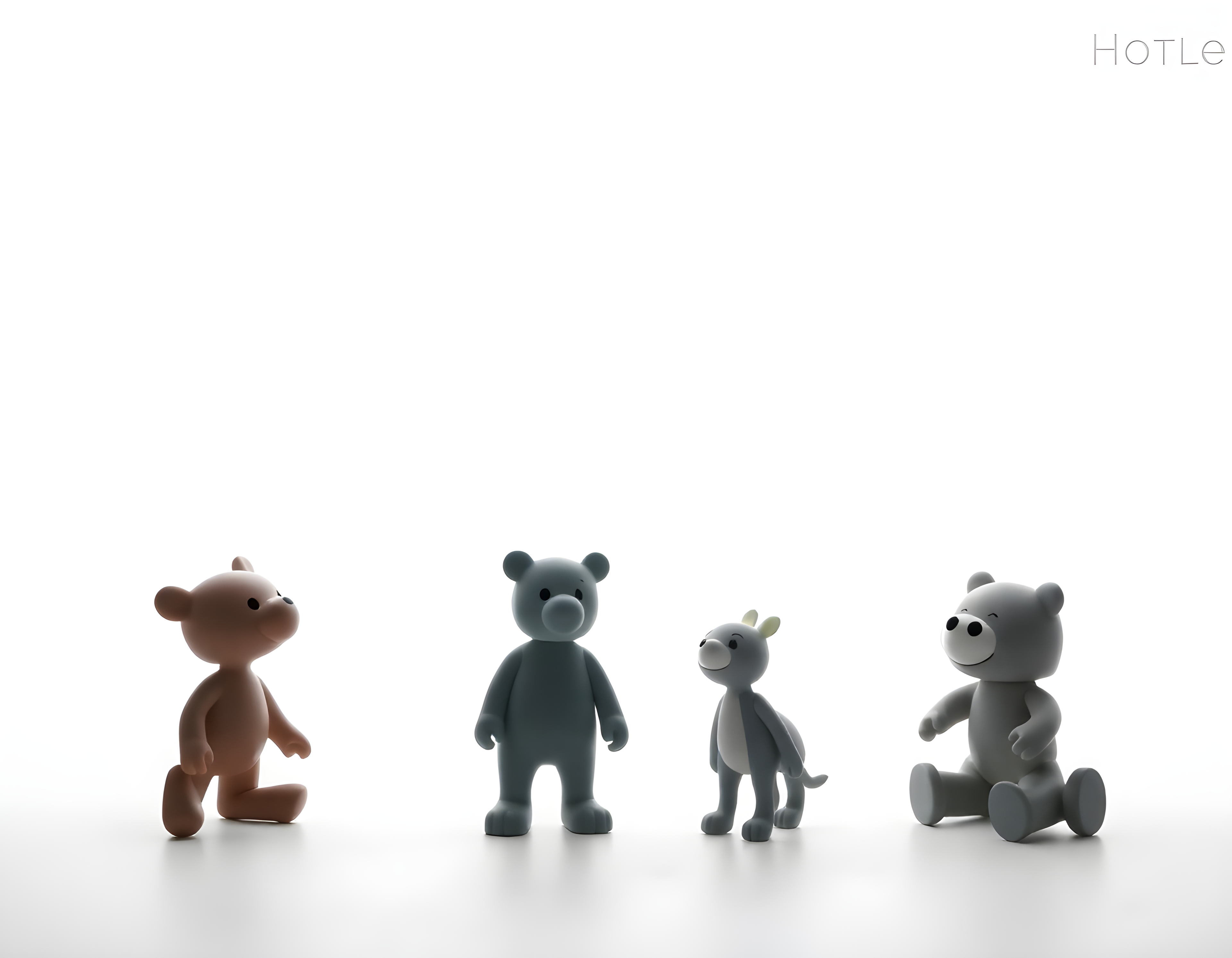 Four Cute Toy Characters Minimalist Wall Art