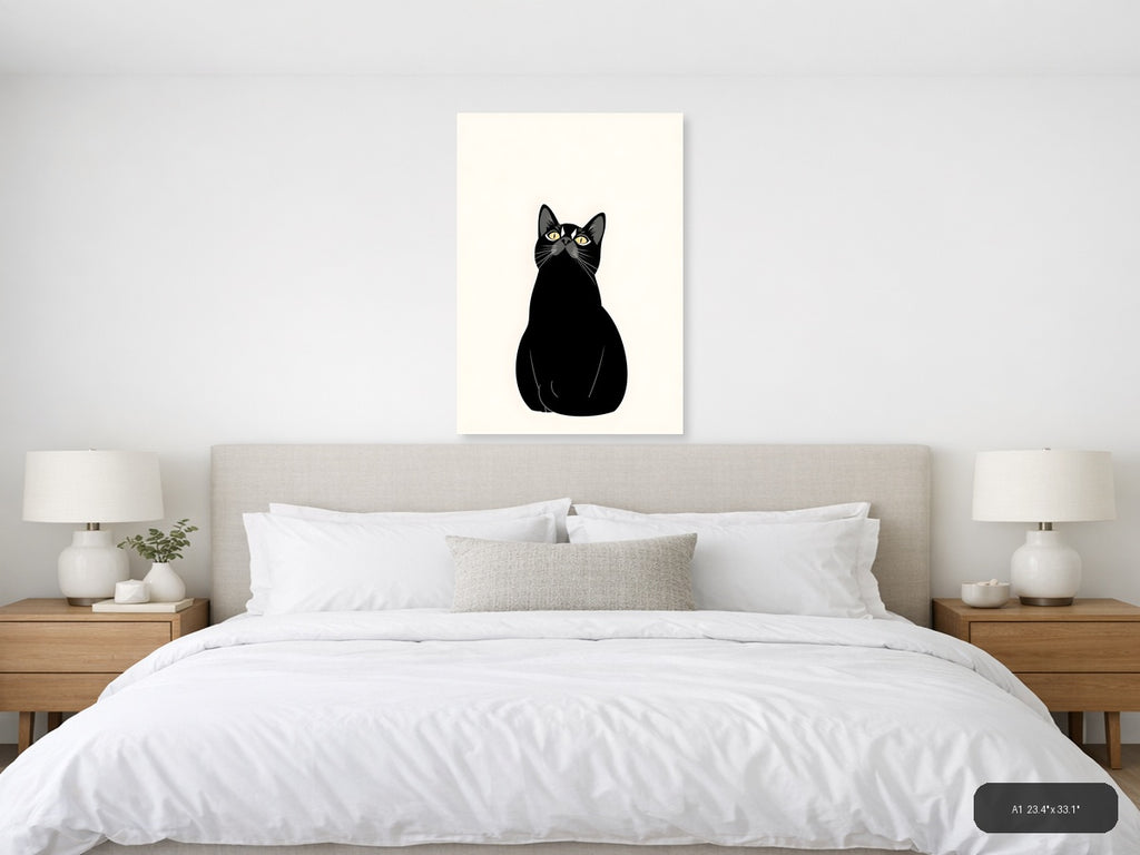 Cat Life Canvas Print | Minimalist Wall Art | A4 A3 A2 A1 — A1 (Bedroom)