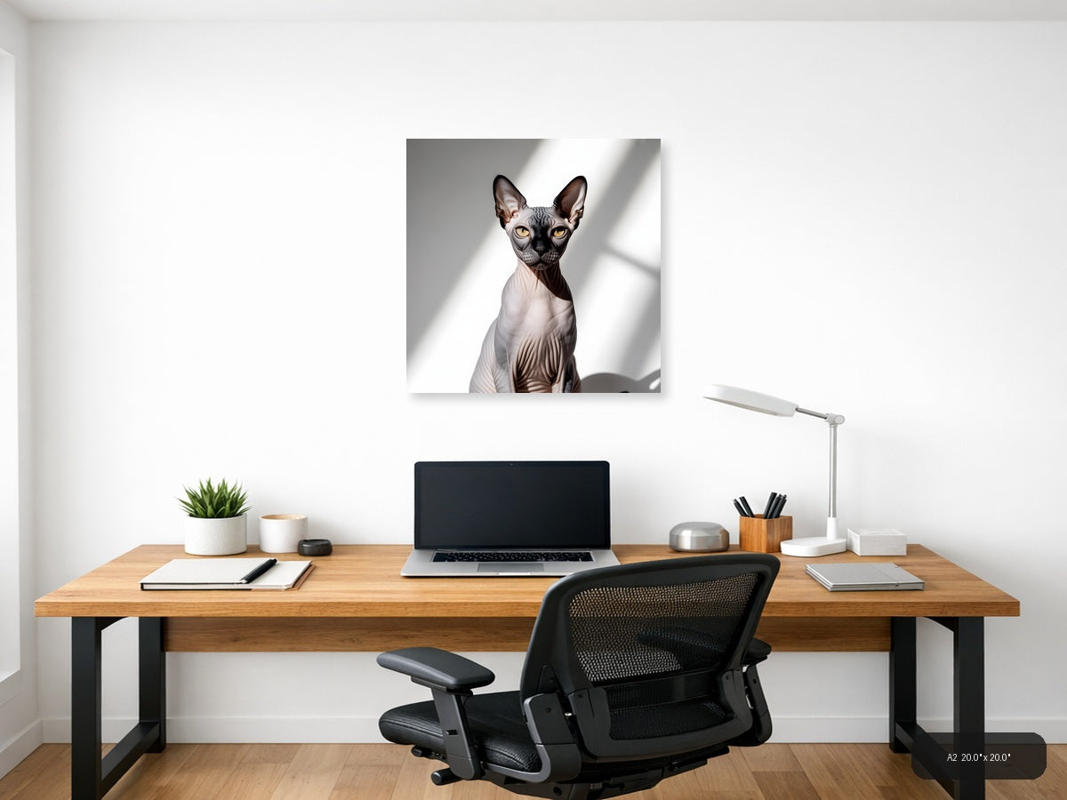 Sphynx Cat Portrait Minimalist Wall Art — A2 / Office