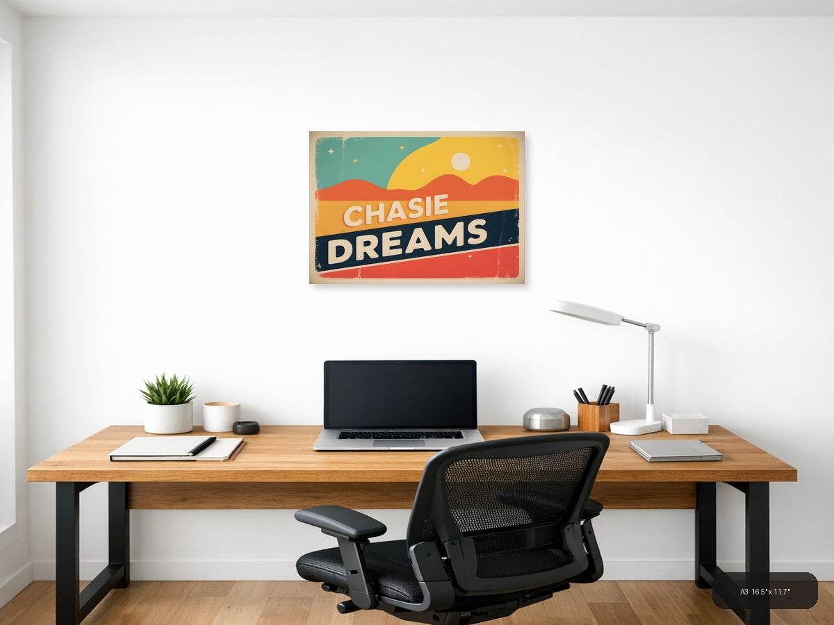 Chasie Dreams Vintage Desert Landscape Wall Art — A3 / Office