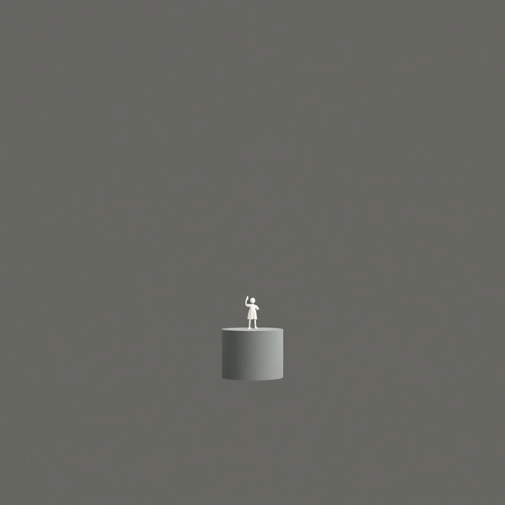 Minimalist Figure on Cylinder - Gray Minimalist Wall Art