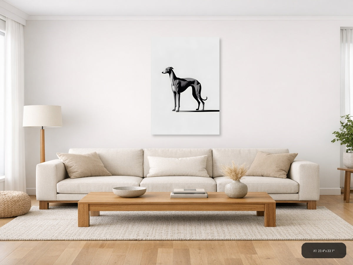 Minimalist Greyhound Dog Portrait Wall Art — A1 / Living Room