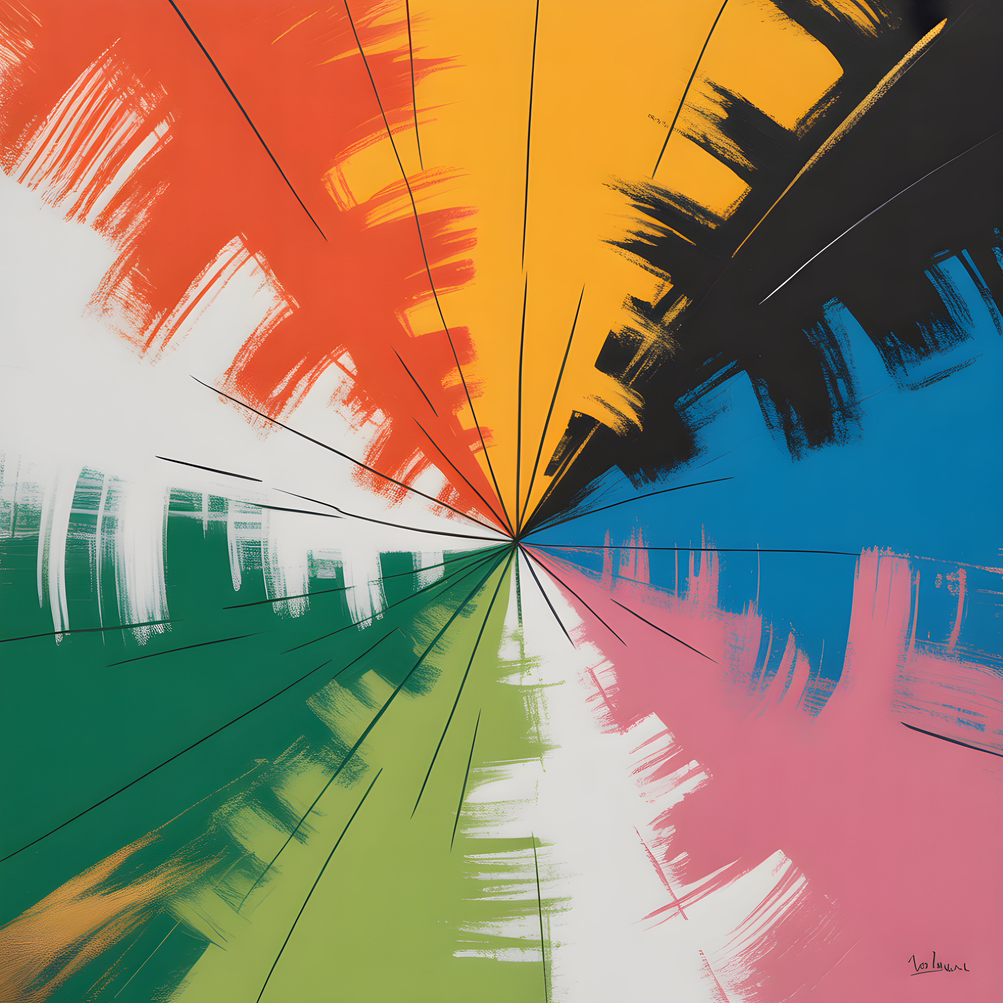 Radiant Color Wheel Abstract Sunburst Wall Art