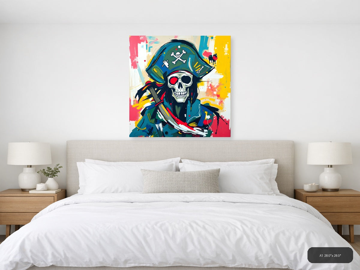 Pirate Skull Abstract Pop Art Colorful Wall Art — A1 / Bedroom