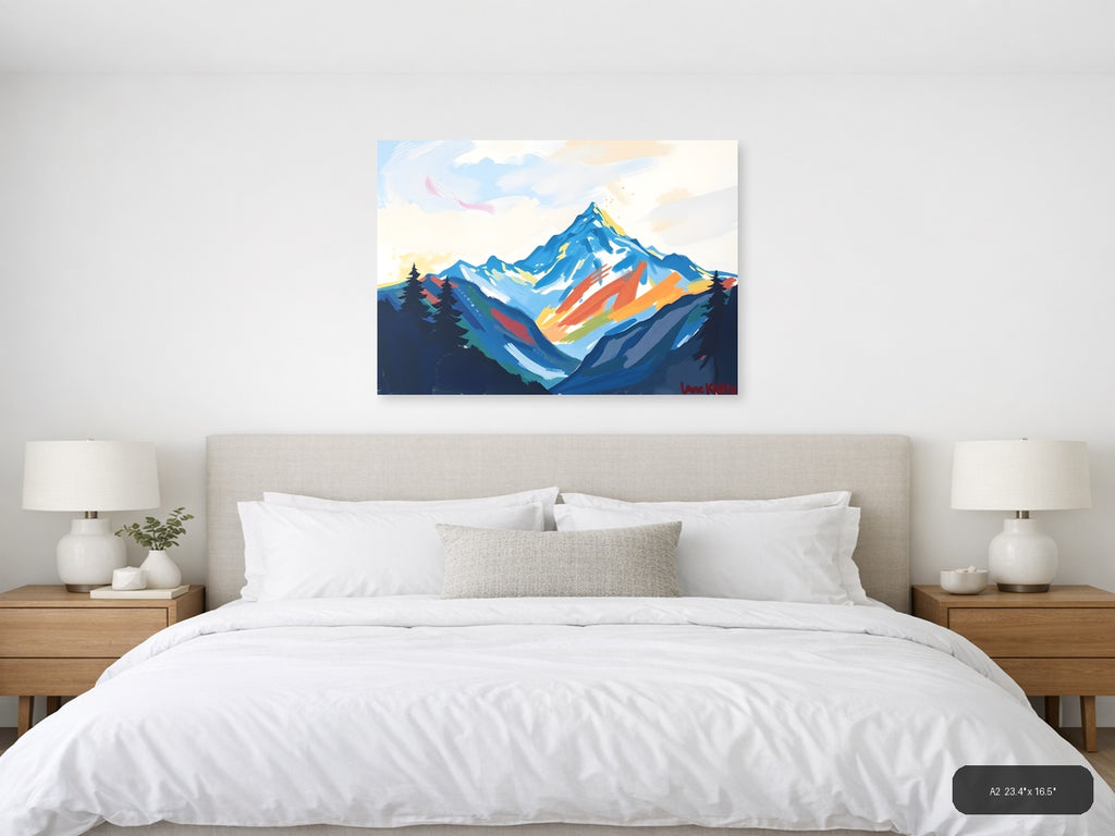 Abstract Colorful Mountain Peak Landscape Wall Art — A2 / Bedroom
