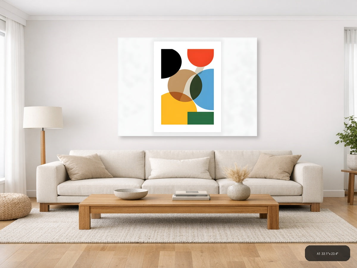 Minimalist Geometric Shapes Colourful Abstract Wall Art — A1 / Living Room