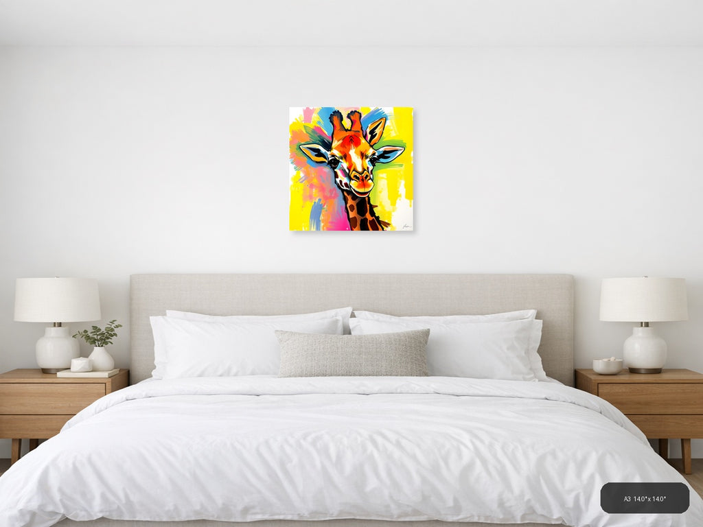 Colorful Abstract Giraffe Pop Art Wall Art — A3 / Bedroom