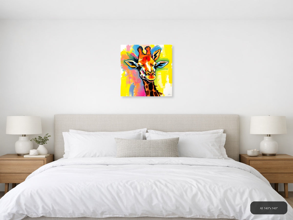 Colorful Abstract Giraffe Pop Art Wall Art — A3 / Bedroom