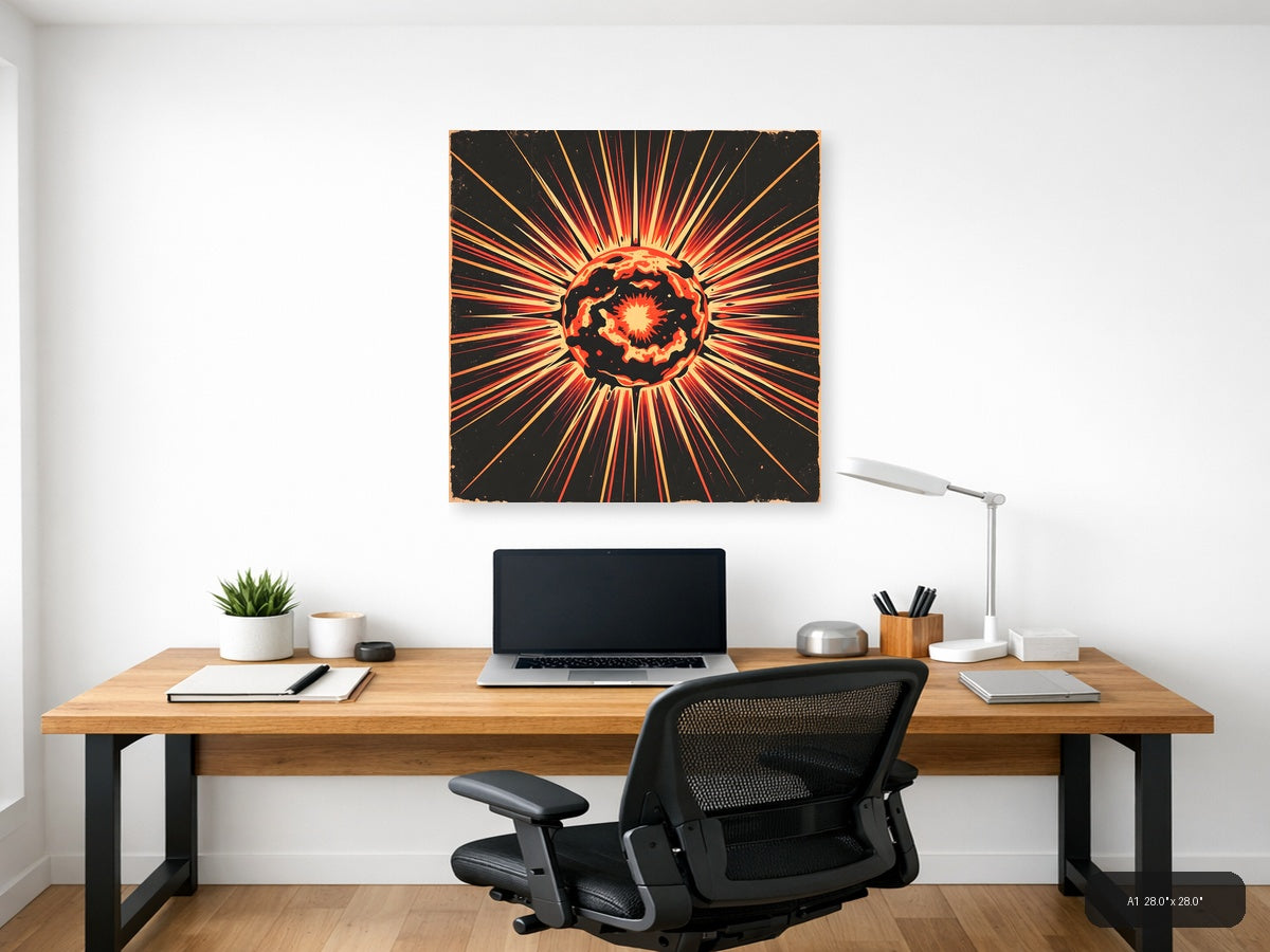 Vintage Explosion Sun Burst Retro Wall Art — A1 / Office