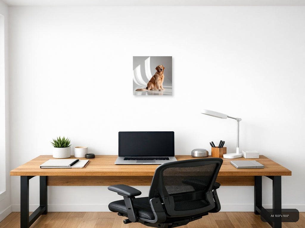 Golden Retriever Minimalist Portrait Wall Art — A4 / Office