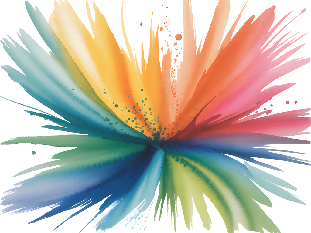 Rainbow Watercolor Burst Abstract Splash Wall Art