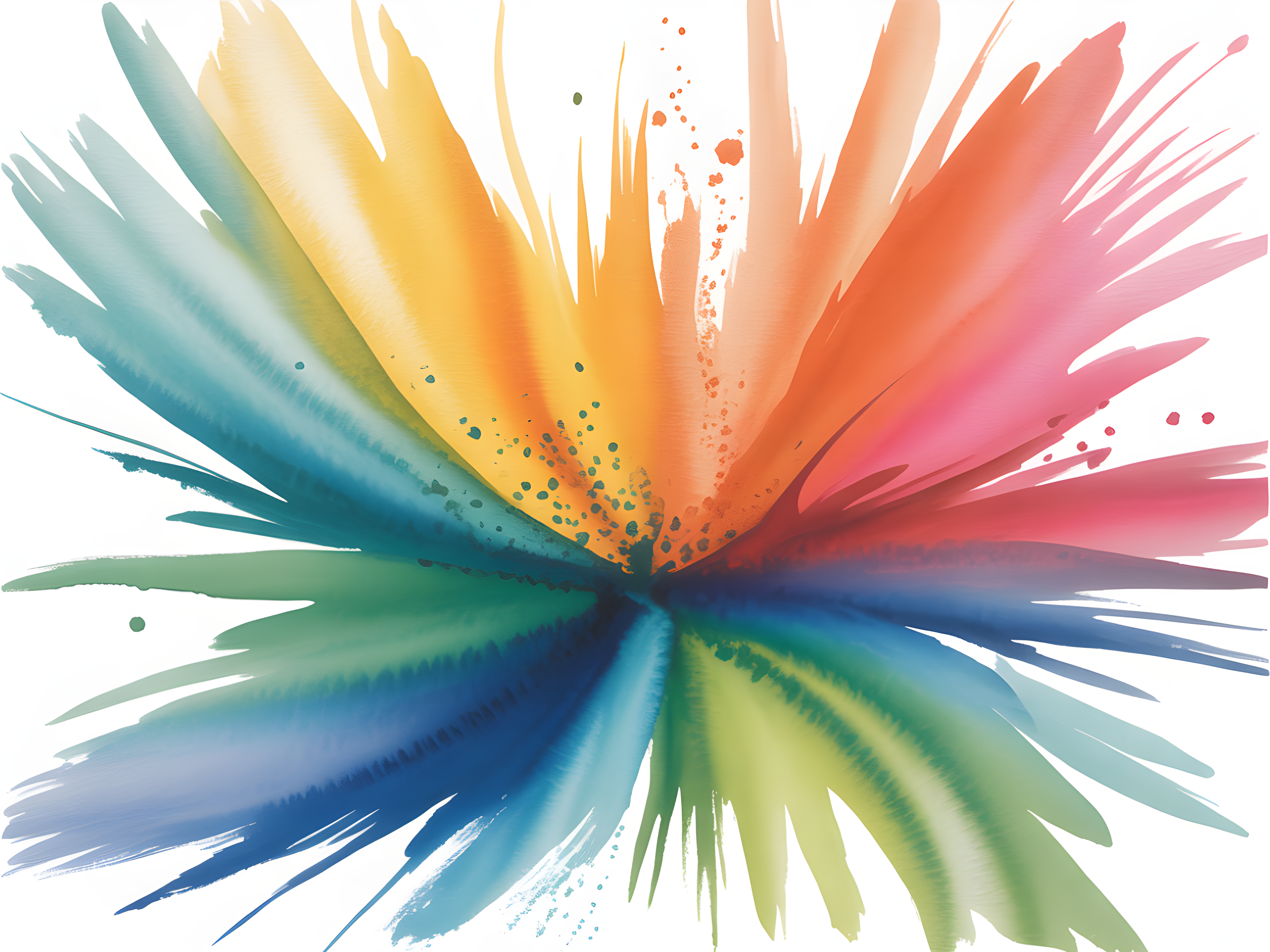 Rainbow Watercolor Burst Abstract Splash Wall Art