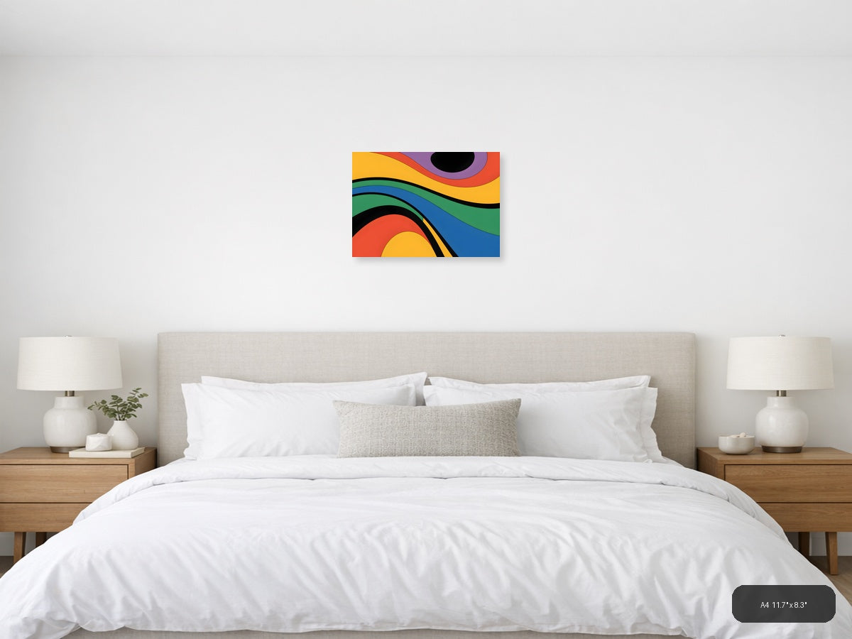 Colorful Abstract Waves Photography Wall Art — A4 / Bedroom