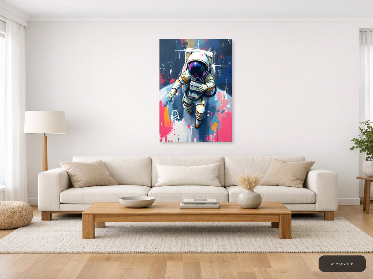 Colorful Astronaut Abstract Portrait Wall Art — A1 / Living Room
