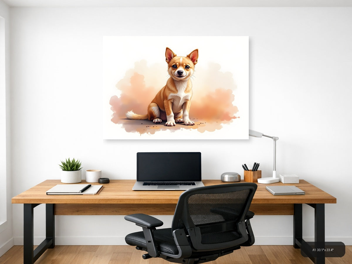 Cute Chihuahua Watercolor Portrait Wall Art — A1 / Office