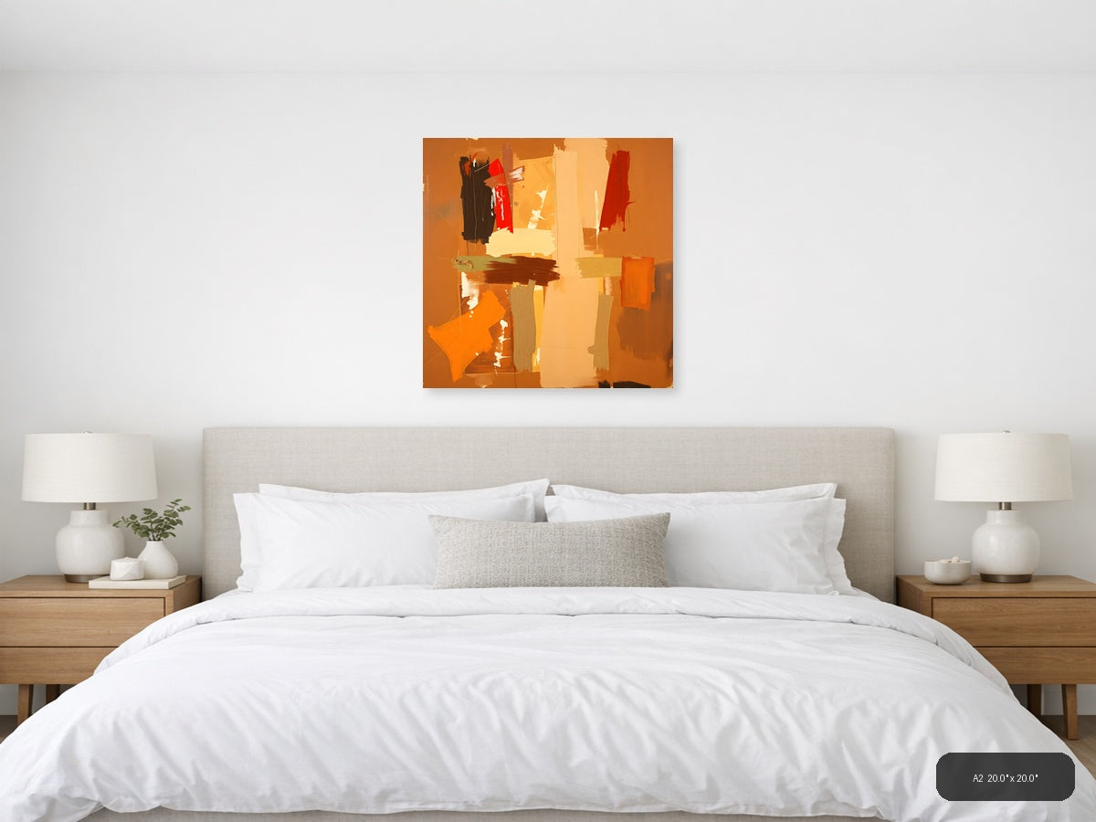 Abstract Orange & Red Geometric Modern Wall Art — A2 / Bedroom