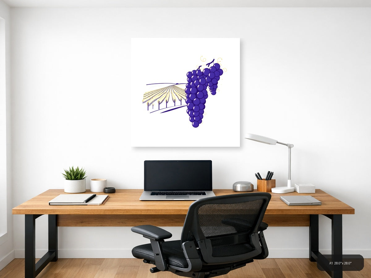 Minimalist Purple Grapes Vineyard Field Wall Art — A1 / Office